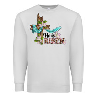 Dove Grey he is risen cross Premium Sweatshirt - BarkalooDesign