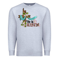Heather Grey he is risen cross Premium Sweatshirt - BarkalooDesign