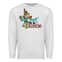 Oatmeal Heather he is risen cross Premium Sweatshirt - BarkalooDesign