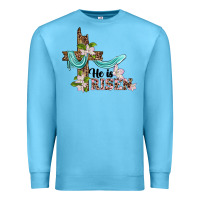 Ocean Blue he is risen cross Premium Sweatshirt - BarkalooDesign