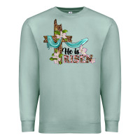 Seafoam he is risen cross Premium Sweatshirt - BarkalooDesign