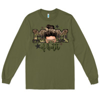 Army Green mom of both boys messy bun Long Sleeve Tee - Zillion Design Studio