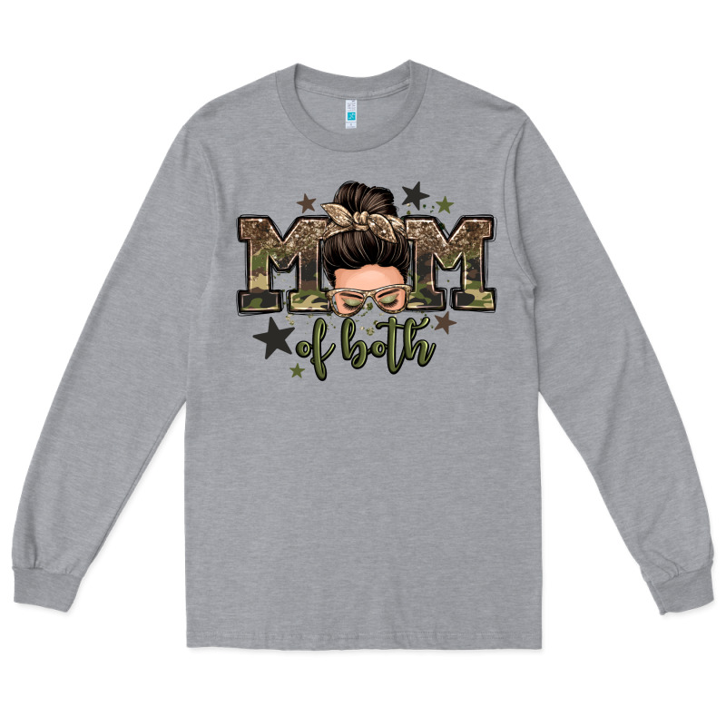 Mom Of Both Boys Messy Bun Long Sleeve Tee by Zillion Design Studio | Teevron