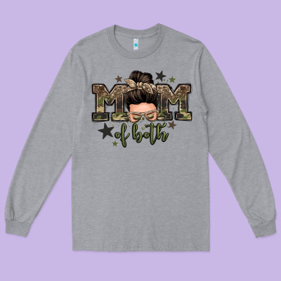 Mom Of Both Boys Messy Bun Long Sleeve Tee Designed By Zillion Design Studio