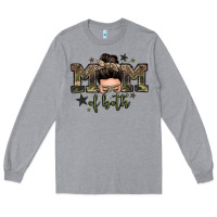Heather Grey mom of both boys messy bun Long Sleeve Tee - Zillion Design Studio