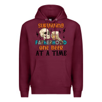 Burgundy surviving fatherhood one beer at a time Premium Hoodie - MaliasSmallBusiness