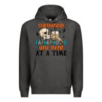 Charcoal Heather surviving fatherhood one beer at a time Premium Hoodie - MaliasSmallBusiness