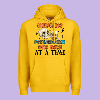 Surviving Fatherhood One Beer At A Time Premium Hoodie Designed By Maliassmallbusiness