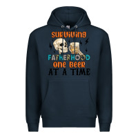 Navy surviving fatherhood one beer at a time Premium Hoodie - MaliasSmallBusiness