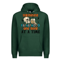 Sports Green surviving fatherhood one beer at a time Premium Hoodie - MaliasSmallBusiness