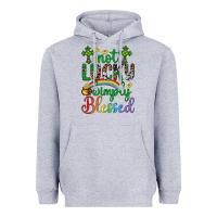 Heather Grey Western St. Patrick's Day Cross Not Lucky Simply Blessed Heavyweight Hoodie - Artiststas