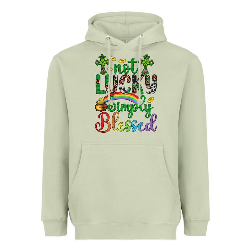 Western St. Patrick's Day Cross Not Lucky Simply Blessed Heavyweight Hoodie by Artiststas | Teevron