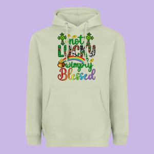 Western St. Patrick's Day Cross Not Lucky Simply Blessed Heavyweight Hoodie Designed By Artiststas