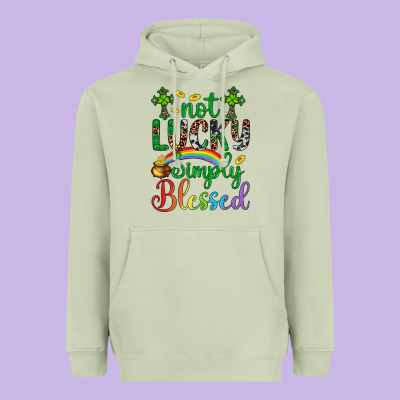 Western St. Patrick's Day Cross Not Lucky Simply Blessed Heavyweight Hoodie Designed By Artiststas