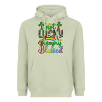 Matcha Western St. Patrick's Day Cross Not Lucky Simply Blessed Heavyweight Hoodie - Artiststas