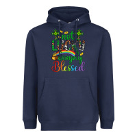 Navy Western St. Patrick's Day Cross Not Lucky Simply Blessed Heavyweight Hoodie - Artiststas