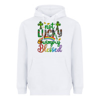 White Western St. Patrick's Day Cross Not Lucky Simply Blessed Heavyweight Hoodie - Artiststas