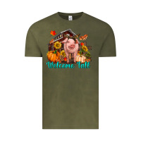 Vintage Olive Welcome fall pig Vintage Tee - RanaPortraitStore