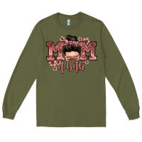 Army Green mom of both messy bun Long Sleeve Tee - Zillion Design Studio
