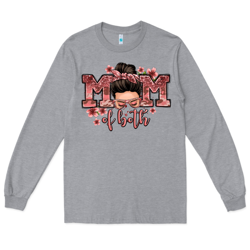 Mom Of Both Messy Bun Long Sleeve Tee by Zillion Design Studio | Teevron