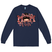 Navy mom of both messy bun Long Sleeve Tee - Zillion Design Studio