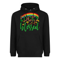 Black Western St. Patrick's Rainbow Lucky And Blessed Heavyweight Hoodie - Artiststas