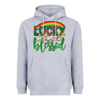 Heather Grey Western St. Patrick's Rainbow Lucky And Blessed Heavyweight Hoodie - Artiststas