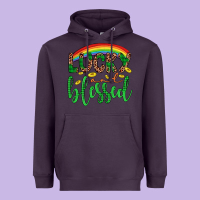Western St. Patrick's Rainbow Lucky And Blessed Heavyweight Hoodie Designed By Artiststas