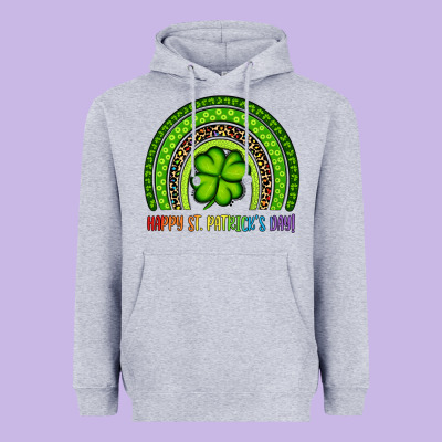 Happy St. Patrick's Day Shamrock Rainbow Heavyweight Hoodie Designed By Artiststas