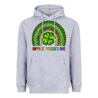 Heather Grey Happy St. Patrick's Day Shamrock Rainbow Heavyweight Hoodie - Artiststas