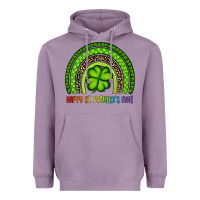 Lavender Happy St. Patrick's Day Shamrock Rainbow Heavyweight Hoodie - Artiststas