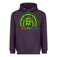 Plum Happy St. Patrick's Day Shamrock Rainbow Heavyweight Hoodie - Artiststas