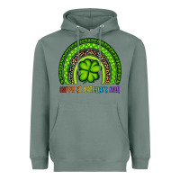 Sage Happy St. Patrick's Day Shamrock Rainbow Heavyweight Hoodie - Artiststas