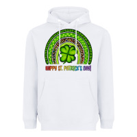 White Happy St. Patrick's Day Shamrock Rainbow Heavyweight Hoodie - Artiststas