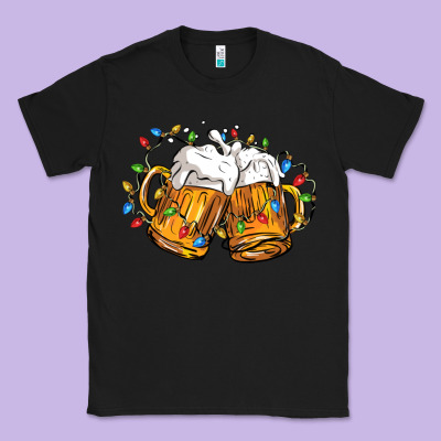 Beer With Christmas Lights Classic Tee Designed By Fadigitalartstudio