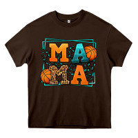 Chocolate Brown leopard basketball mama Mother's Day Heavy Core Tee - LillyAllenDesigns