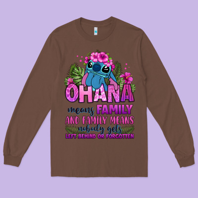 Ohana Means Family Long Sleeve Tee Designed By Zillion Design Studio