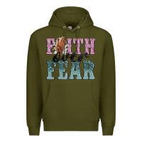 Army Green faith over fear Premium Hoodie - NancyCooperArtShop