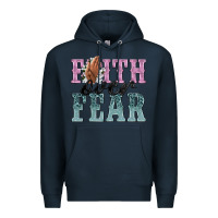 Navy faith over fear Premium Hoodie - NancyCooperArtShop