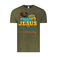 Vintage Olive jesus it s not religion it s a relationship Vintage Tee - texasbilliewilder