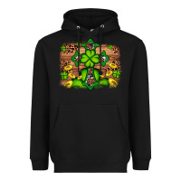 Black Western Shamrock Cross Leopard Background Heavyweight Hoodie - Artiststas