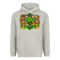 Moon Dust Western Shamrock Cross Leopard Background Heavyweight Hoodie - Artiststas