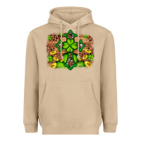 Western Shamrock Cross Leopard Background Heavyweight Hoodie | Teevron