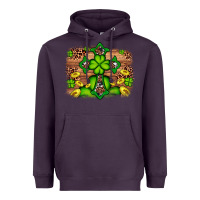 Plum Western Shamrock Cross Leopard Background Heavyweight Hoodie - Artiststas