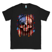 Black 4th of July skull American flag Classic Tee - Neo Western