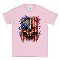 Bubblegum Pink 4th of July skull American flag Classic Tee - Neo Western