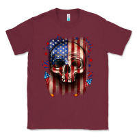Burgundy 4th of July skull American flag Classic Tee - Neo Western