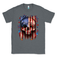 Charcoal Heather 4th of July skull American flag Classic Tee - Neo Western