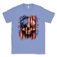 Colony Blue 4th of July skull American flag Classic Tee - Neo Western