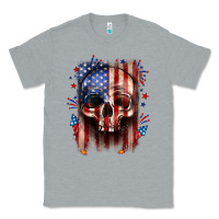 Heather Grey 4th of July skull American flag Classic Tee - Neo Western
